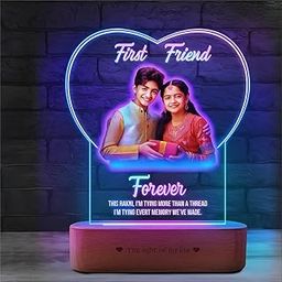 ZOCI VOCI Personalized Rakhi Gift for Brother Sister | Custom LED Acrylic Photo Lamp with Name Rakshabandhan Gift for Siblings-image-22