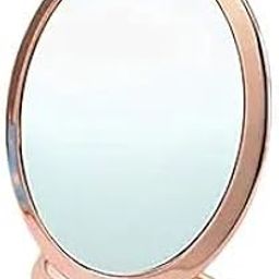 Makeup Mirror Double Sided Vanity Mirror Table top Vanity Mirror Compact Folding Mirror Small Mirror for Desk Hand held Mirrors Plastic Light Office Full Length Mirror (Rose Gold) (Oval)-picture-25