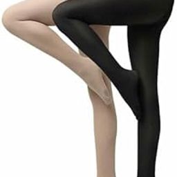 Opaque Pantyhose with Control Top, Slim Shaping Tights, Shapewear Leggings for Women Free Size 200 D Pack of 2 (Black & Skin)-image-45