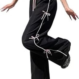 Women's Wide Leg Sweatpants with Bow Details | Drawstring Waist | Athletic Casual Wear | Standard Length | Stylish and Travel Comfy Trouser Pants-image-108