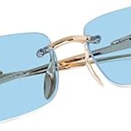 Vintage Rimless Rectangle Sunglasses for Women Men,Trendy Gold Metal Frameless Square Sun Glasses Eyewear-image-46