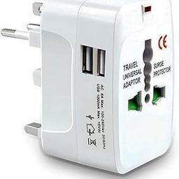 ANGEL KISS Universal Travel Adapter Plug -with Dual USB Charging Ports International Multipurpose All-in-One Solution for US, AUS, UK, EU, Europe, North/South America & 150+ Countries (Rectangle)-25