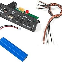 ElectroSys Bluetooth FM USB AUX MP3 Decoder Module with Mic | 5V Stereo Sound Amplifier | Supports FM, USB, SD, AUX | Includes 1200mAh Battery with Connector | DIY Electronics Projects (1 Set)-51