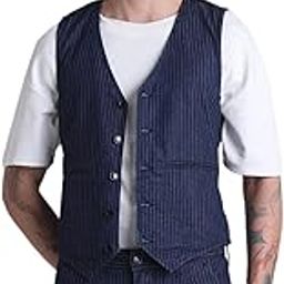 Striped V-Neck Pure Cotton Waistcoat-picture-31
