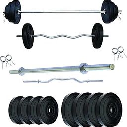 Encanto 10Kg Weight Plates Set For Gym With - 5Ft Straight And 3ft Curl Barbell Bar (10kg - 2.5Kg x 4) Weight Plates-16