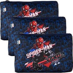 Pack of 3 Pencil Pouch | Square Stationary Pouch | Pen-Pencil Box for Kids | Pencil Utility Bag | School Geometry Pouch | Zipper Pencil Organizer | Marvel Spider-Man | Navy Blue-picture-11