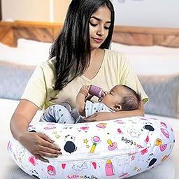 Infans Mini Baby Feeding Pillow Cotton|Maternity Feeding Pillow Portable & Adjustable|Nursing Pillow for Mother and New Born Baby (Panda Pink)-20