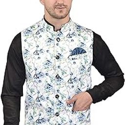PRINT CULTR Men's Printed Cotton Sleeveless Nehru/Modi jacket/Sadri/Waistcoat/Bundi Jacket/Jacket - For Festive/Wedding/Party | (PCN20)-picture-34