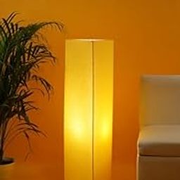 Prem Lamp Shade Fabric and Metal Floor Lamp - Elegant Standing Lamp for Living Room Corner, Bedroom - Stylish Corner Lamp with Floor Lamps Functionality (Yellow (Dark))-picture-1