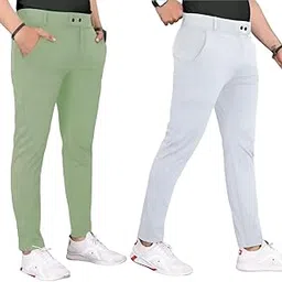 gibbonte Men’s Slim Fit Lycra Blend Trousers - Pack of 2 | Stretchable Formal Pants for Office, Business, and Casual Wear | Trousers for Men-picture-36