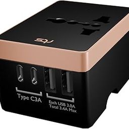 rts Universal Travel Adapter Charger Plug with Type C, International All in One Travel Adapter, Universal Travel Essentials with 2 USB, 2 USB-C 3.4A Universal Adaptor, International Travel Adapter-35