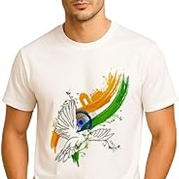 Indian Flag Graphic T-Shirt, Independence Day, White Polyester, Tricolour Dove Design-image-21