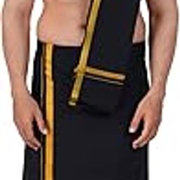 Mens Colour Jari Cotton dhoti and Angavastram Set (1.30X2.00 Meter Dhoti, 36X1.80 towel)-36