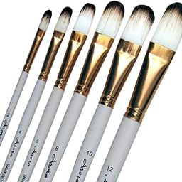 Arora Synthetic Hair Filbert Tip Paint Brush Set for Watercolor and Acrylic Painting of 6pc(Wood)-image-12