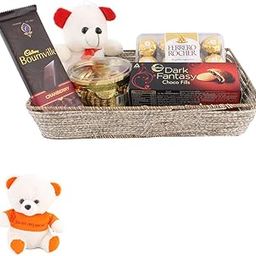 SFU E Com Premium Multipurpose Basket With Chocolates Gift Combo | Valentine Love Teddy Bear With Chocolate Combo | Valentine Chocolate Hamper | 418-9