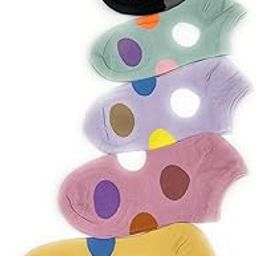 Polka Dot No-Show Ankle Socks, 5 Pairs, Multi-Colour Cotton Blend, Low Cut-picture-17