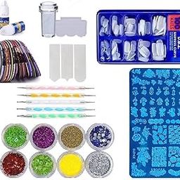 D.B.Z. ® Nail Art Kit 8 Box Glitters (Assorted) 1 Clear Jelly Stamper with Scraper 1 Pc Stamp Plates 5 Dotting Pens 100 Fake Nails 5 Nail Tapes 1 Nail Tipping Guide with 2 Glue-image-39