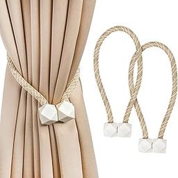 CraftX Planet Hand Crafted Magnetic Hexa Curtain Tiebacks Curtain Drape Holdbacks Clips Rope Holder Tie Back for Home Bedroom Office (1 Pair, Beige)-picture-25