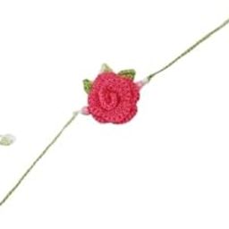 Handmade Crochet Floral Designer Bhaiya Bhabhi Lumba Rakhis Set With Roli Chawal (Pack of 2)-image-90
