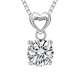 Platinum Plated Solitaire Diamond Pendant Necklace Jewellery Set Gifts for Women and Girls (White) (14624s)-image-27