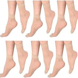Nylon Ltra-Thin Transparent Skin Color Ankle Length No Show Women/Girl Socks Low Cut Women/Girls No Thumb Socks Pack Of 6, Beige-image-21