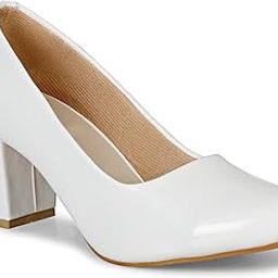 Casual Block Heel Bellies for Girls and Women (White 4UK 527)-image-6