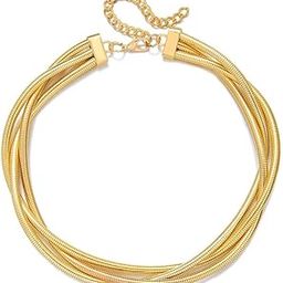Simple three twist choker collar metal clavicle necklace Necklace women Jewelry Gold-plated Plated Alloy Layered-17