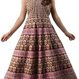 " Brand Present Jaipuri Floral Print Cotton Midi Maxi Designer Long Dresses for Women-picture-48
