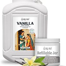 Rubz Vanilla Body Lotion Enriched With Almond Oil & Vitamin-E | Non-Greasy Formula | Suitable For All Skin Types | For Women & Men | 5 Litre With 200ml Refillable Jar-image-86