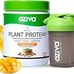 OZiva Bioactive Plant Protein (Mango) | 25g Protein, Pea Isolate| Vegan | No bloating, Easy to digest | All Essential Amino Acids| Plant Protein Powder | Clean, No Added Sugar, 500g + Shaker-image-52