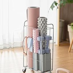ARHAT ORGANIZERS Fitness Sports Equipment Storage Rack | Home Yoga Mat, Soft Toys Rolling Storage Cart with Wheels | Multi-Purpose Laundry Basket (Metal)-image-54