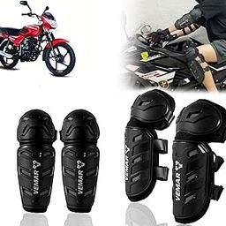 Auto Pearl Motorcycle Knee Shin Guards Elbow Pads, 4 in 1 Monstor Style Knee Shin Safe Protection Armor for Moto Cycling Racing compatible with CT110 (Black, 4Pcs)-image-77