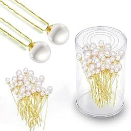(24pcs) Pearl U Pins Hair Accessories for Women & Girls - Decoration Pearls Beads Hair Clip for Bride Hairstyle - For Wedding/Parties (MN01)-image-34