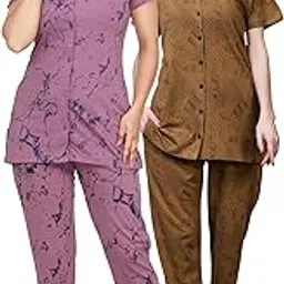 clint Summer Casual Half Sleeve Polycotton Printed Nightsuit and Cord Set for Women's (Pack of 2)-picture-2