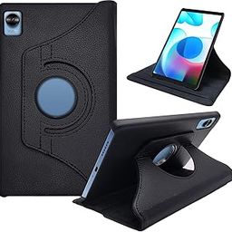 CEDO Realme Pad Mini (8.7 inch) Flip Cover | Leather Finish | 360 Degree Rotate Back Cover | Shockproof Back Cover Case for Realme Pad Mini (8.7 inch) (Black)-25