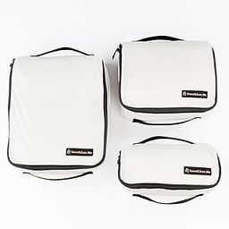 Travel Organizer - Set of 3 Utility Bags for Essentials, Packing Cubes, Pouches for Travel Accessories, Clothes & Garment Storage (Black & White) (Arctic White)-image-24