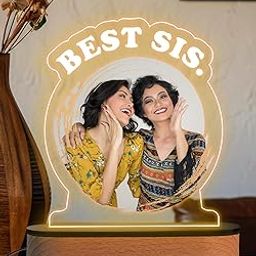 GiftWala Personalized LED Photo Frame for Sister – Best Sister Forever Light-Up Photo Gift, Birthday, Raksha Bandhan, Special Sister Present I Wooden LED Base-picture-12