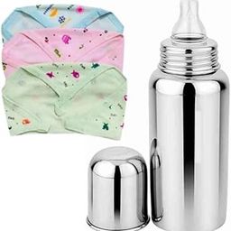 YOS TRENDZ Baby Nappy 3 pc and Steel Bottle Set- Eco-Friendly Cloth Nappy and Safe Feeding Bottle-image-34