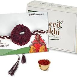 SeedRakhi Unisex Cotton Embroidery Thread Eco-Friendly Natural Designer Plantable Seed Rakhi Bracelet with Roli Pack Set Box For Unisex Adult-image-33