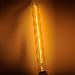 Ahuja International Vintage Edison Bulb T300, E26 E27,40W, Tubular Unique Designer,Decorative Light Bulb for Wall Sconces & Pendant Lantern Industrial Hanging,Fixture Pendant Lighting, Pack of 2-image-0