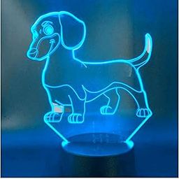 Jinnwell 3D Dog Night Light Lamp Illusion Night Light 16 Color Changing Table Desk Decoration Gift Acrylic Flat ABS Base USB Cable Toy-14