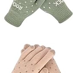 Women's Touchscreen Winter Woollen Pack of 2 Pairs Gloves For Cold Weather (SGD-10721074) (Multicolor, Free Size)-image-65