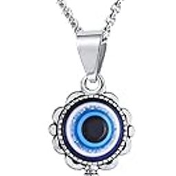 Evil eye Chain Pendant for Men Black Silver Necklace for Boys Mens boyfriend gents Boy girls Women Unisex Stainless Steel platinum Chains Locket Valentine Titanium Stylish Pendant-A404-picture-44