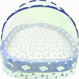 Toddylon Baby Bed Bedding Set for New Born Baby | Bed Mattress | Mosquito Net | Cotton | Travel Bed | Essentials | Toddlers | Infants | Baby Boy Girl (0-12 Months) Blue-image-54