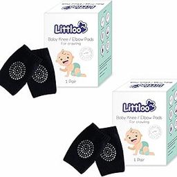 LITTLOO Baby Knee Socks & Crawling Socks Anti-Slip Knee & Elbow Protector Pads, Soft Cotton Elastic for Cushion & Knee Protection (Black) - Pack of 2-image-19