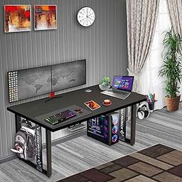 Xtreme PRO M1-Gaming, Work & Study Desk. Large for PC, Dual Monitors, iMac, and Laptops. Carbon Steel & Engineered Wood. Black Frame Desk. 4 Feet x 2 Feet (M1B4_ Smoked-Pine)-picture-20