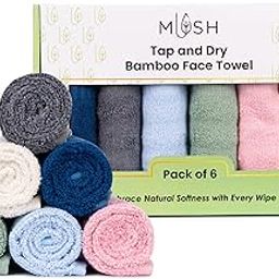 Mush 100% Bamboo Tap & Dry Face Towel | Ultra Soft, Absorbent, Quick Dry Towels for Facewash, Sports, Travel | Suitable for Sensitive & Acne Prone Skin | 13x13 in | Gift Friendly Packaging | Set of 6-27