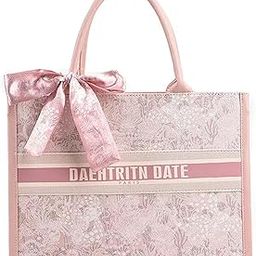 Floral Embroidery Printed Handbag PU Leather Fashion Texture Tote Bag Hand Bag Versatile Ladies Purse Handbags with Zip Pockets-image-9