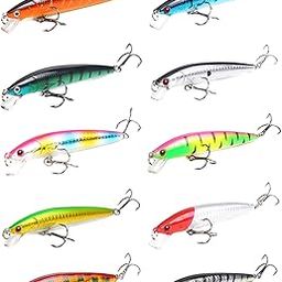 UJEAVETTE 10x Fishing Lures Compact 3D Lifelike Slow Sinking Bionic with Hook for Lake-Sporting Goods- Fishing- Baits, Lures & Flies- Crankbaits-image-68
