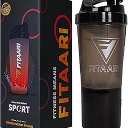 Fitaari Premium Shaker Bottle 500ml - Leak-Proof, Durable Protein Shaker with Whey & Pill Containers - Ideal for Protein Shakes, Smoothies, Supplements, and Workout Hydration (Black)-image-22